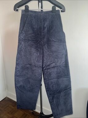 Wide-Leg Corduroy Pants in Navy Blue - Women's Relaxed Fit